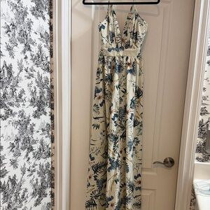 SHEIN Floral Maxi Dress - Blue and Cream